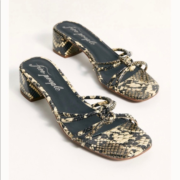 Free People Petra Snake Block Heel Sandal 37 6.5 - Picture 1 of 5